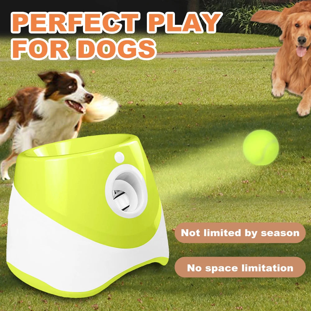 Pet Prime Automatic Dog Ball Thrower Launcher Interative Dog Fetch Machine with 3 Tennis Balls for Indoor/Outdoor Throwing Game