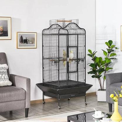 Extra Large Bird Cage 63 Inch Open Play Top Bird Cage with 360° Wheels