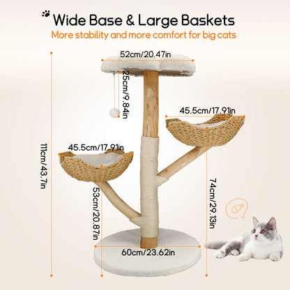 Large Cat Tree Tall Cat Tower for Indoor Cats Multi-Level Plush Cat Condo with Scratching Posts Scratching Boards Perches Caves