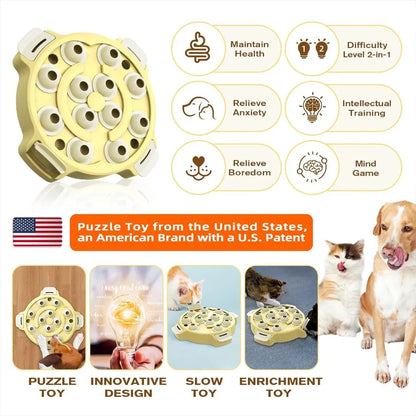 KADTC Interactive Dog & Cat Puzzle & Slow Feeder Toy - 2-in-1 Beginner-Friendly Treat Dispenser, Puppy & Kitten Mental Stimulati