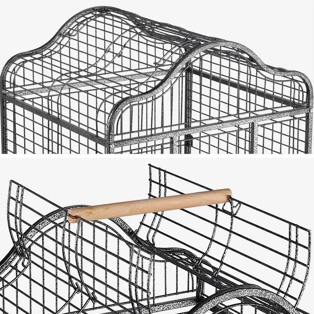 Extra Large Bird Cage 63 Inch Open Play Top Bird Cage with 360° Wheels