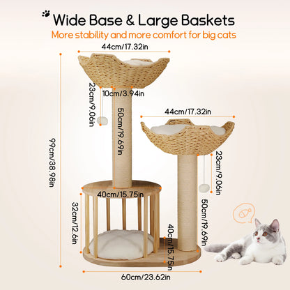 Large Cat Tree Tall Cat Tower for Indoor Cats Multi-Level Plush Cat Condo with Scratching Posts Scratching Boards Perches Caves