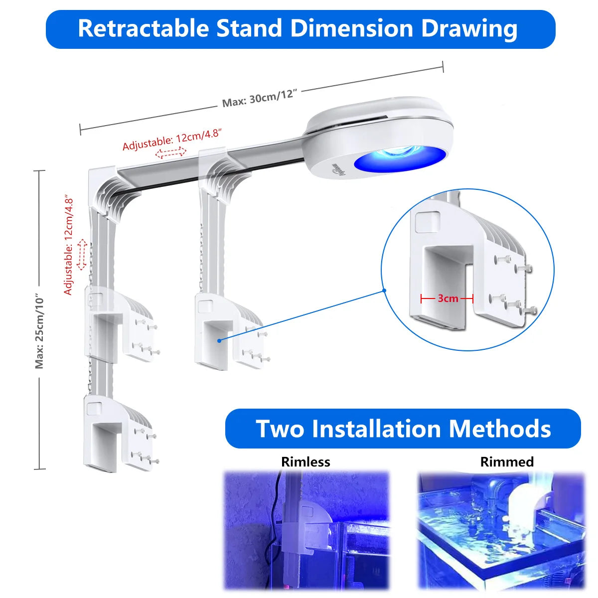 PopBloom RL60 WiFi Full Spectrum LED Saltwater Reef Aquarium Light Supports Mobile WiFi Control