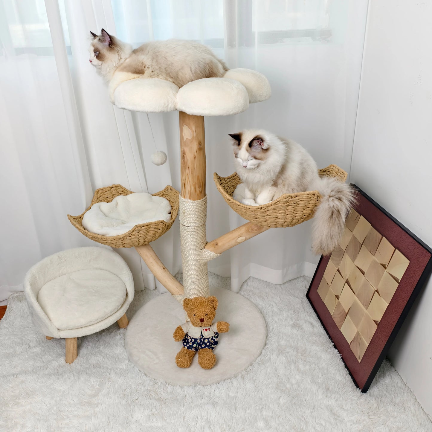 Large Cat Tree Tall Cat Tower for Indoor Cats Multi-Level Plush Cat Condo with Scratching Posts Scratching Boards Perches Caves