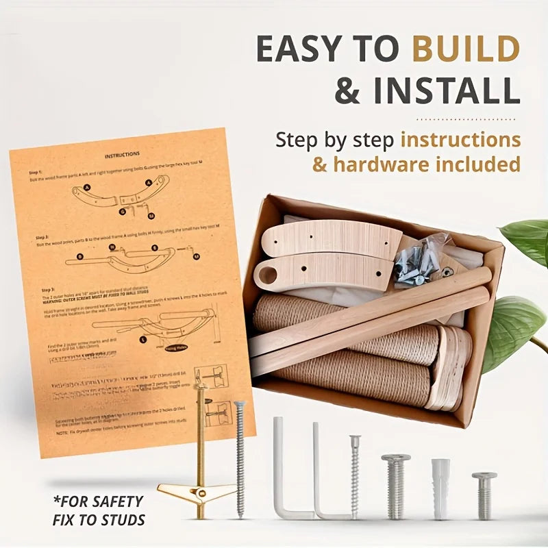 Solid wood cat wall hanging bed, balcony cat hanging bed, suspended cat bed, cat tree, pet cat climbing ladder, cat bed