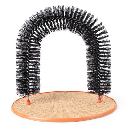Interactive Kitten Toys Cat Arch Self Groomer Massager Fur Grooming Cat Toy Brush Cat Face Scratcher with Sturdy Scratcher Pad