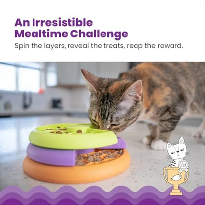 Kitty Lickin' Layers 3Tier Interactive Cat Slow Feeder Treat Puzzle Toy Dry or Wet Food Mental Stimulation Foraging 6.6 inches