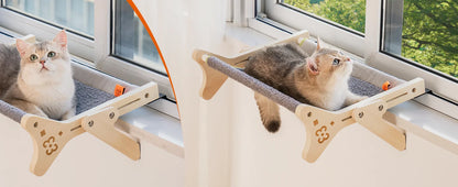 Mewoofun Cat Window Perch Cat Window Hammock Seat 2 in 1 Beige Cream Grey Pink Adjustable Steady Cat Bed for Indoor Cats for 40