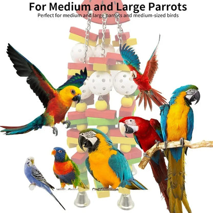 Interactive Bird Toys Set for Large Parrots Cockatoos and Small Birds Including Cockatiels Parakeets MultiFunctional Cage Perch