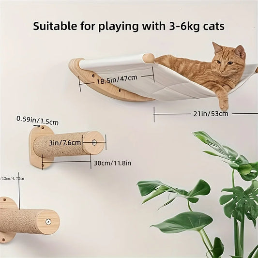 Solid wood cat wall hanging bed, balcony cat hanging bed, suspended cat bed, cat tree, pet cat climbing ladder, cat bed