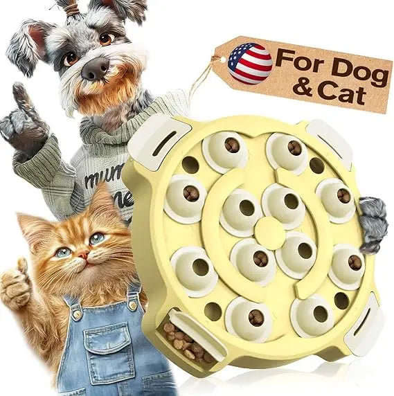 KADTC Interactive Dog & Cat Puzzle & Slow Feeder Toy - 2-in-1 Beginner-Friendly Treat Dispenser, Puppy & Kitten Mental Stimulati