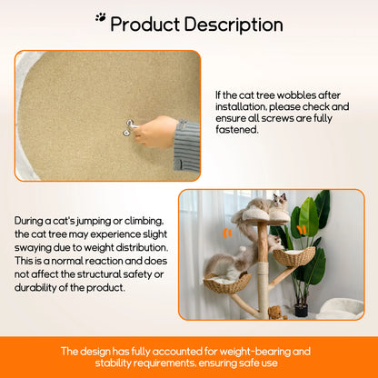 Large Cat Tree Tall Cat Tower for Indoor Cats Multi-Level Plush Cat Condo with Scratching Posts Scratching Boards Perches Caves