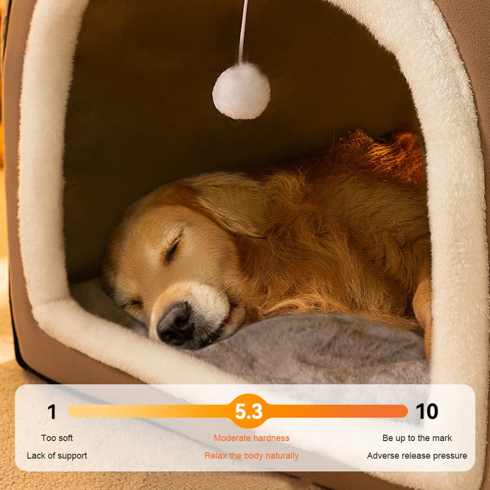 23inch Cute Cat Beds for Indoor Cats 2 in 1 Cat Cave Bed for Kittens and Dog Pets with Removable Washable Cushioned Pillow