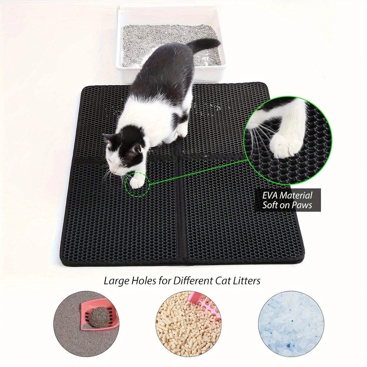 Cat Litter Mat Double Layer Waterproof Urine Proof Trapping Mat 1 Pack, Cat Litter Mat-24"X18" Large Litter BoxTrapping Mat
